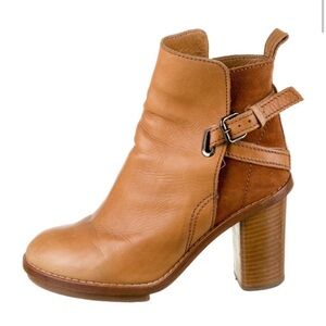 Acne Camel Suede and leather Boot with Buckle an accent. Size 37. Good Condition